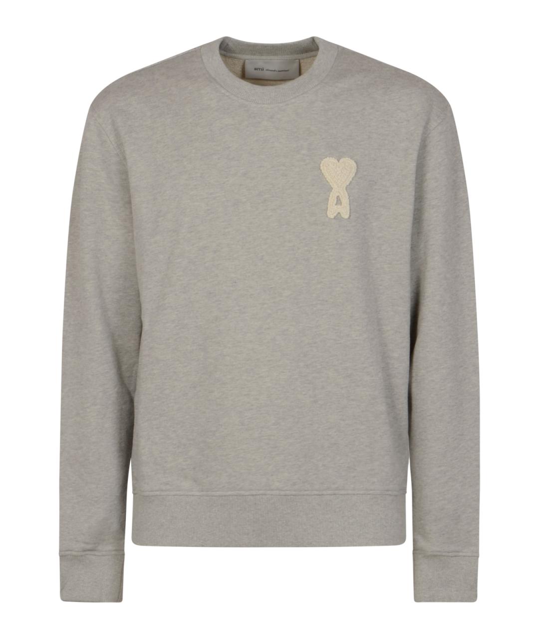 Ami Paris Серый хлопковый джемпер / свитер, фото 1