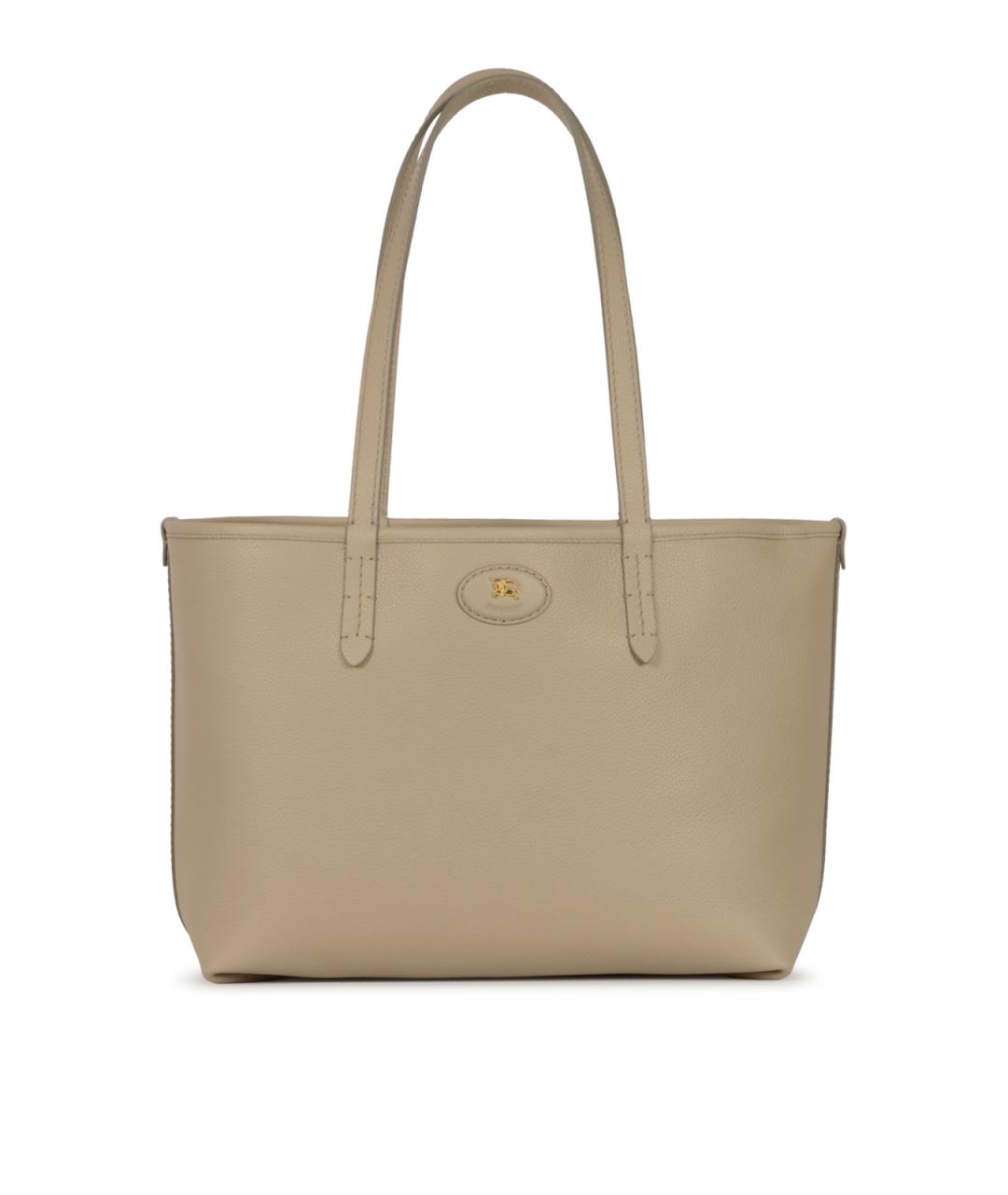 BURBERRY Бежевая кожаная сумка тоут, фото 1