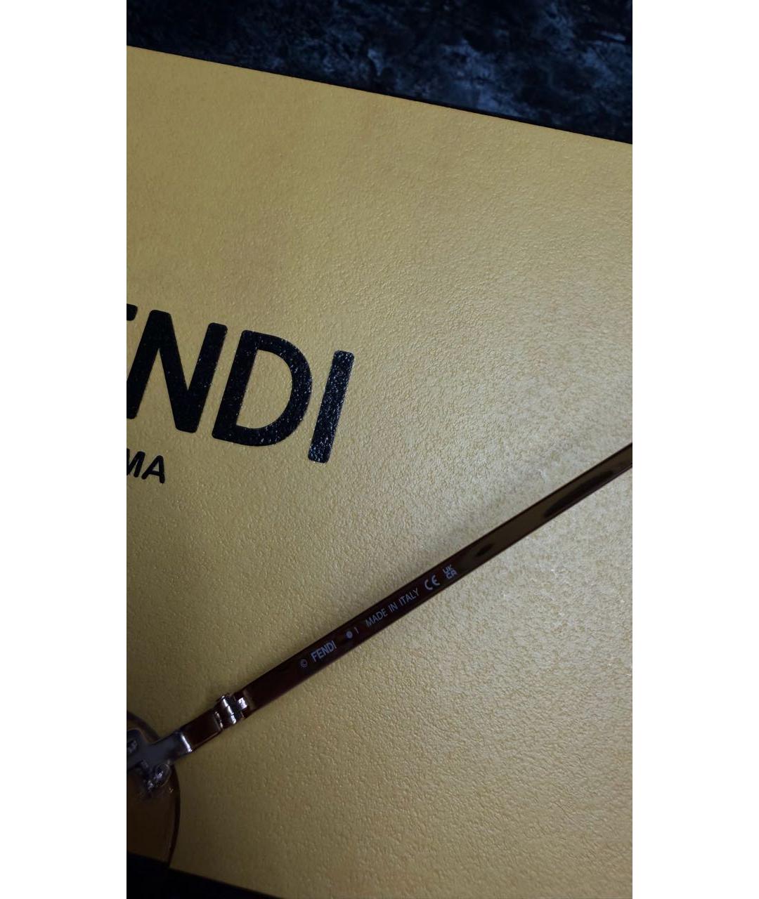 FENDI Бежевые металлические солнцезащитные очки, фото 7