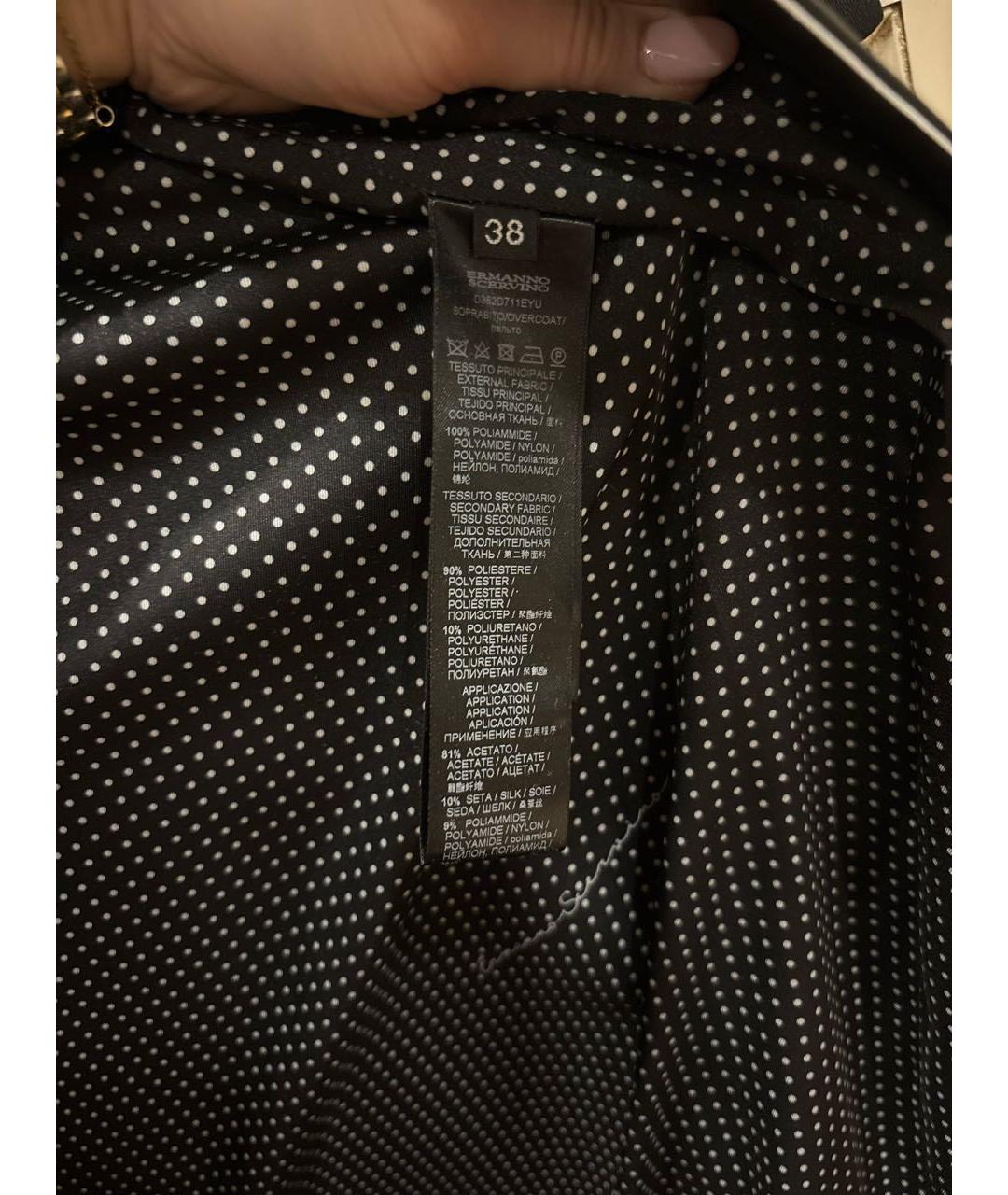 ERMANNO SCERVINO Черное полиамидовое пальто, фото 8