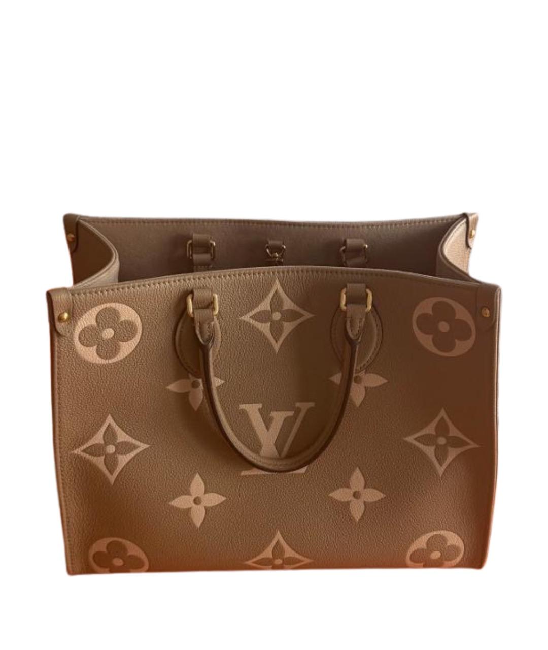 LOUIS VUITTON Бежевая кожаная сумка с короткими ручками, фото 6