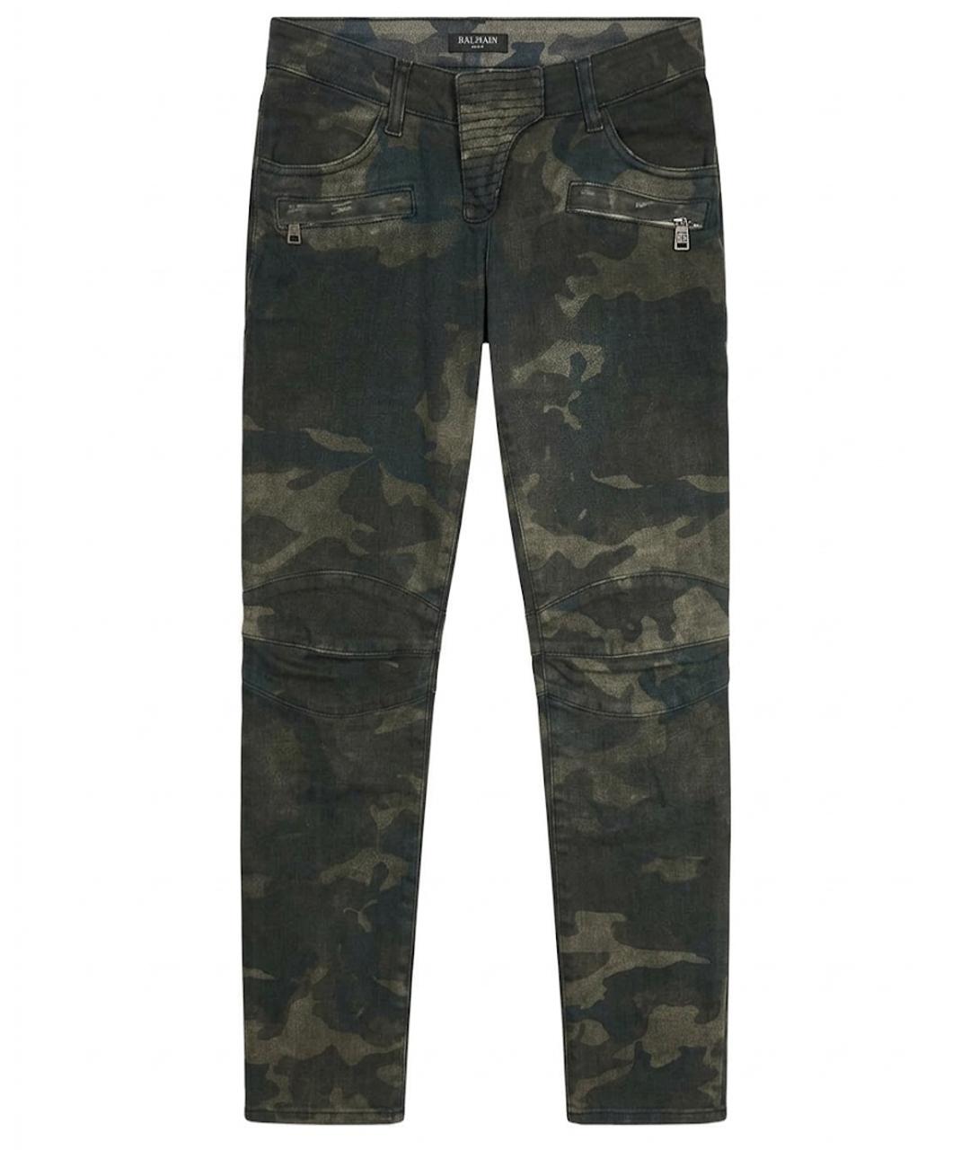 BALMAIN Хаки прямые джинсы, фото 1