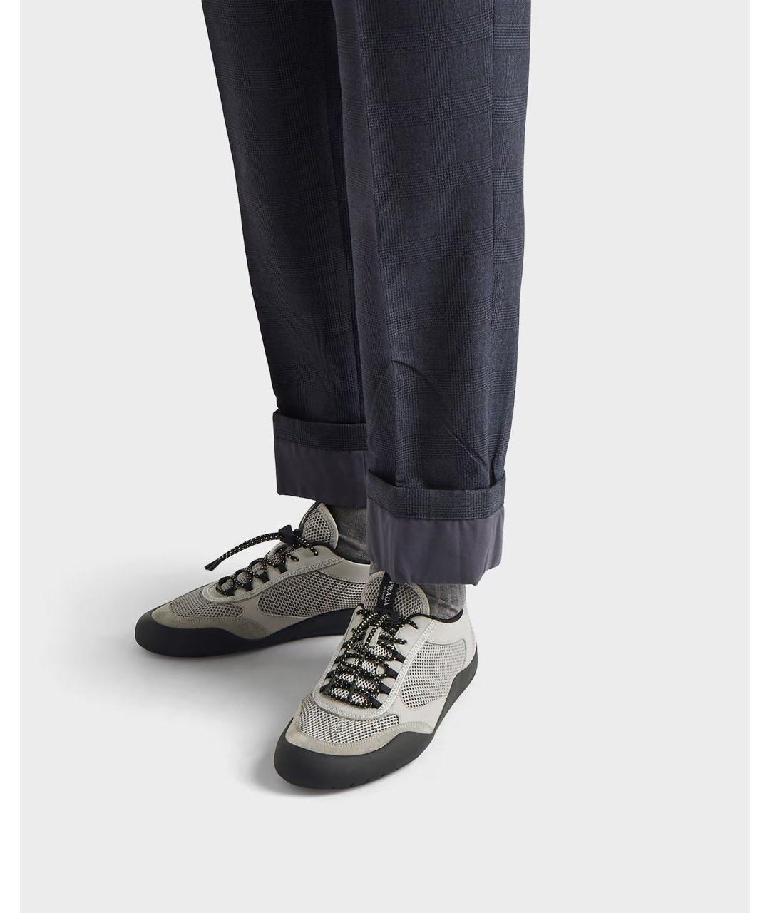 PRADA Серые низкие кроссовки / кеды, фото 3