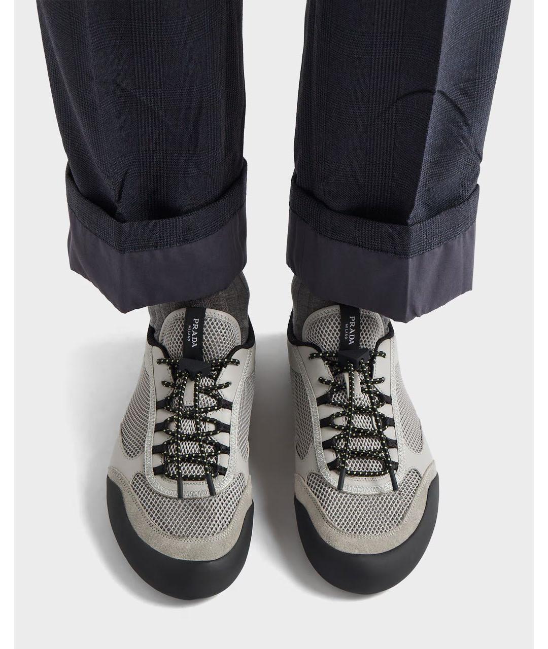 PRADA Серые низкие кроссовки / кеды, фото 7