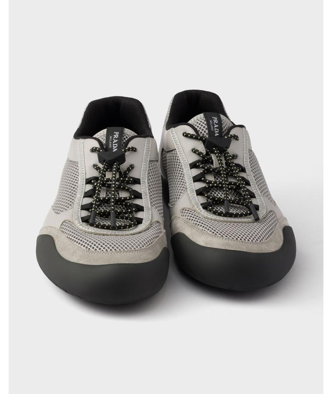 PRADA Серые низкие кроссовки / кеды, фото 6