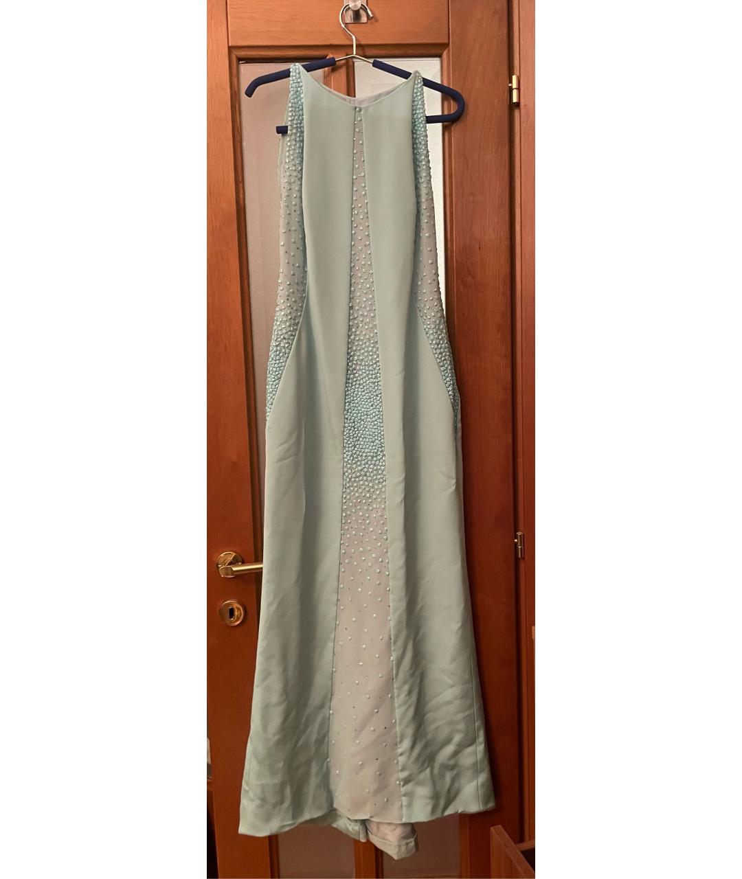 VERSACE Бирюзовое шелковое вечернее платье, фото 8