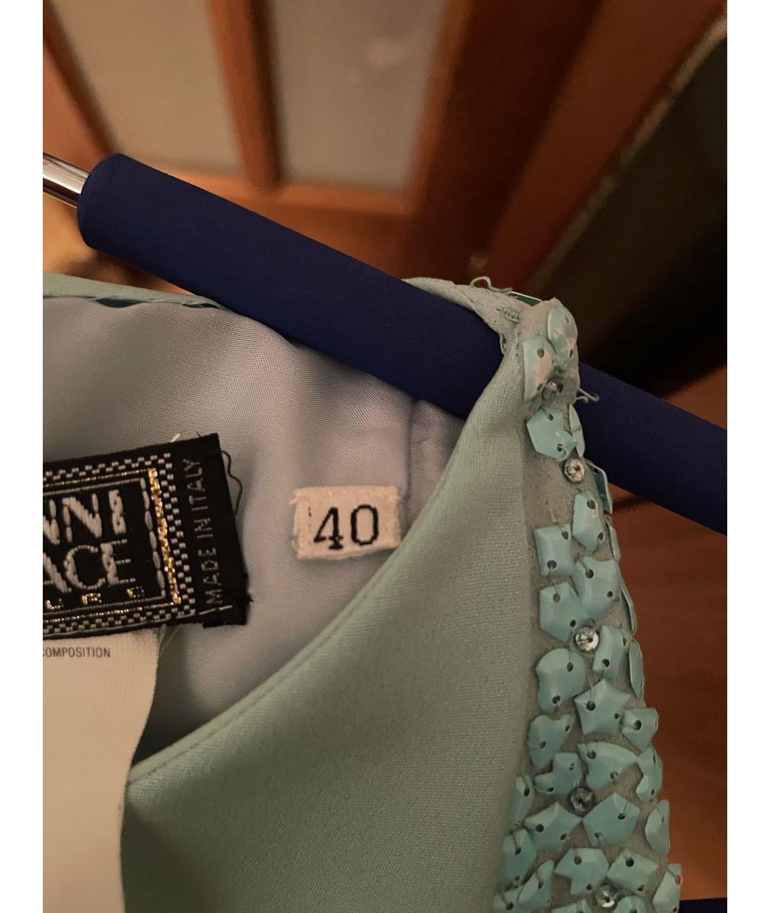 VERSACE Бирюзовое шелковое вечернее платье, фото 4