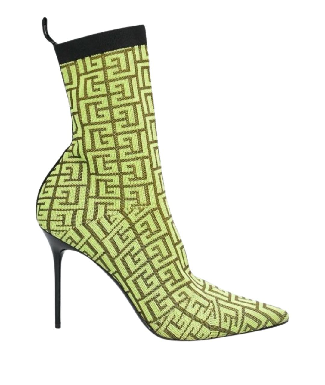 BALMAIN Салатовые текстильные ботильоны, фото 1