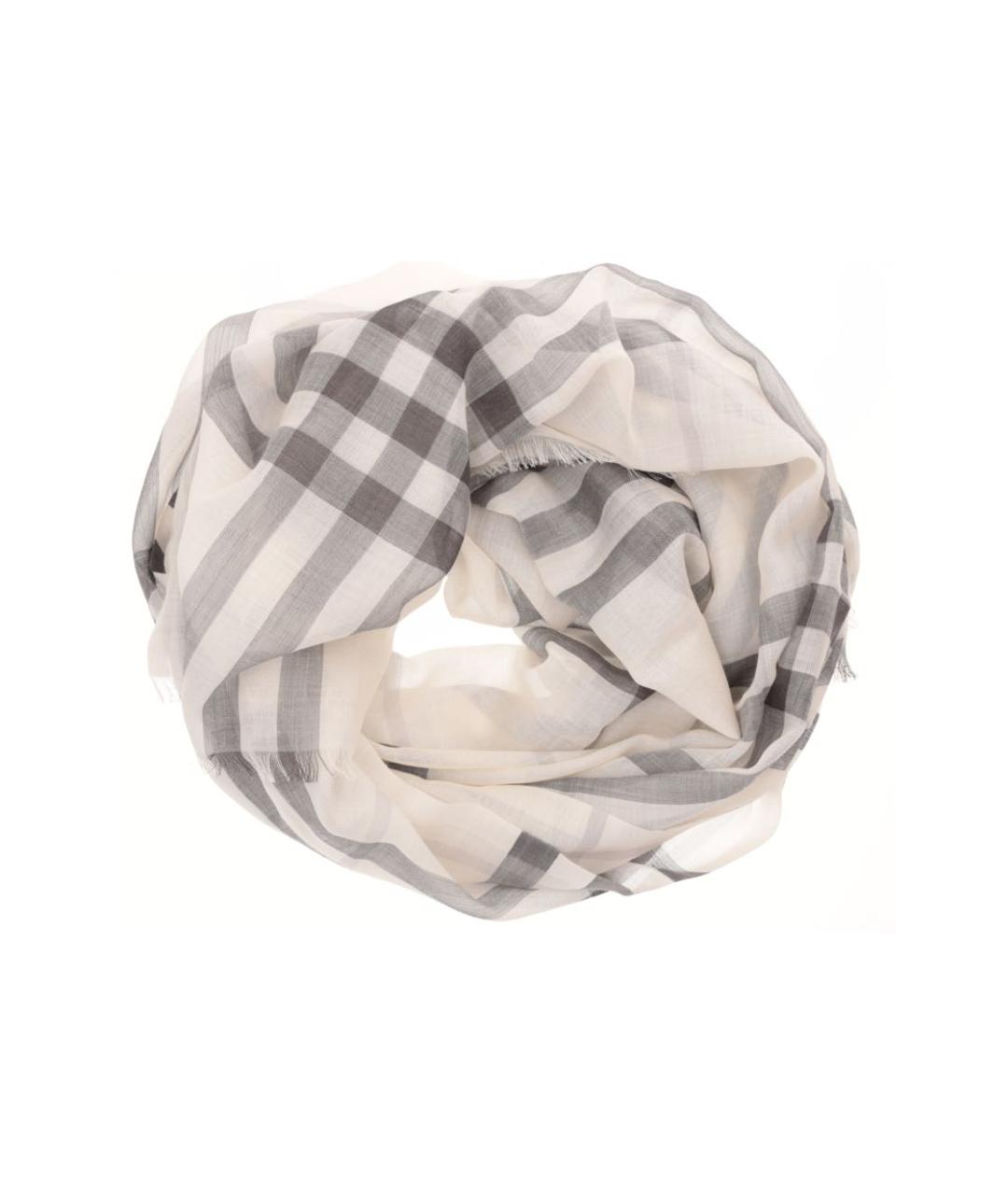 BURBERRY Серый шелковый шарф, фото 4