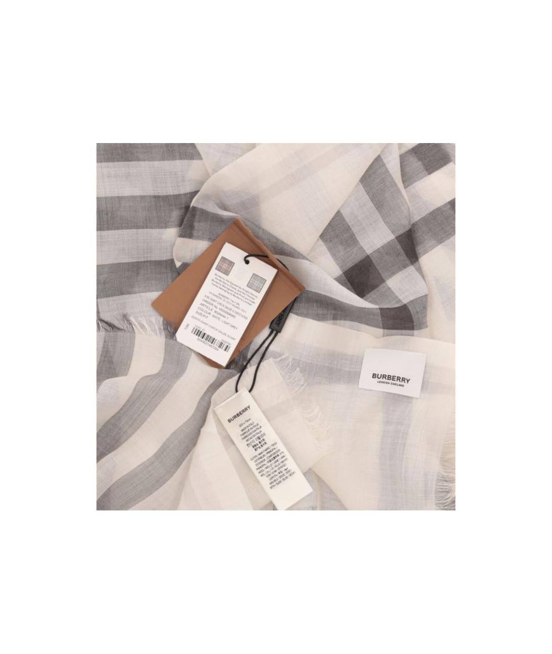 BURBERRY Серый шелковый шарф, фото 3