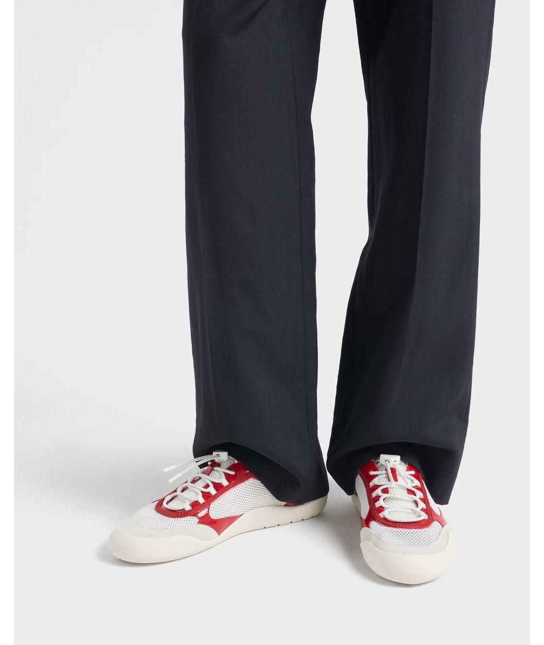 PRADA Белые кожаные низкие кроссовки / кеды, фото 3