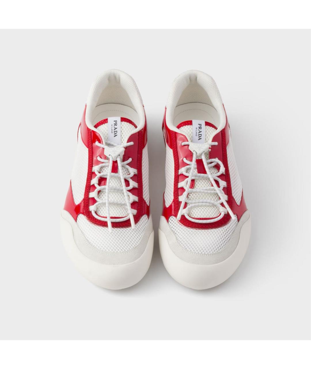 PRADA Белые кожаные низкие кроссовки / кеды, фото 4