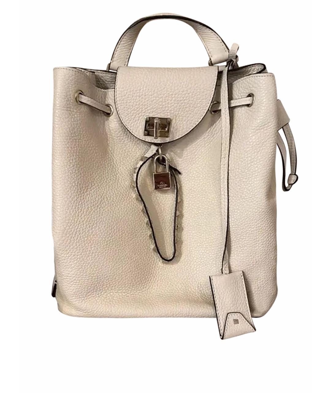 VALENTINO Бежевый кожаный рюкзак, фото 1