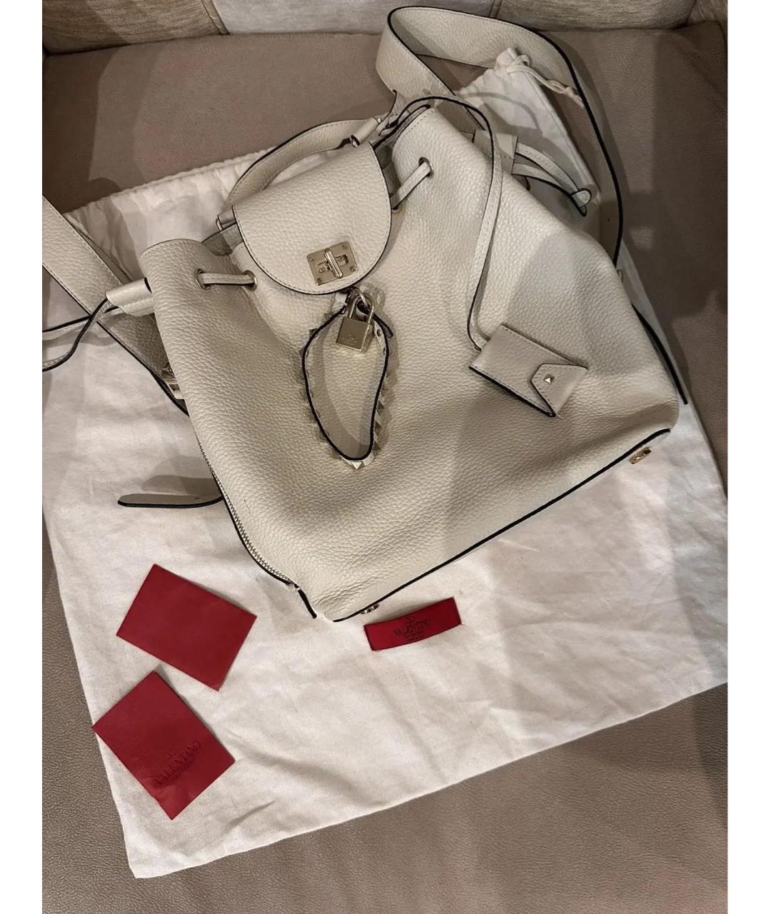 VALENTINO Бежевый кожаный рюкзак, фото 2