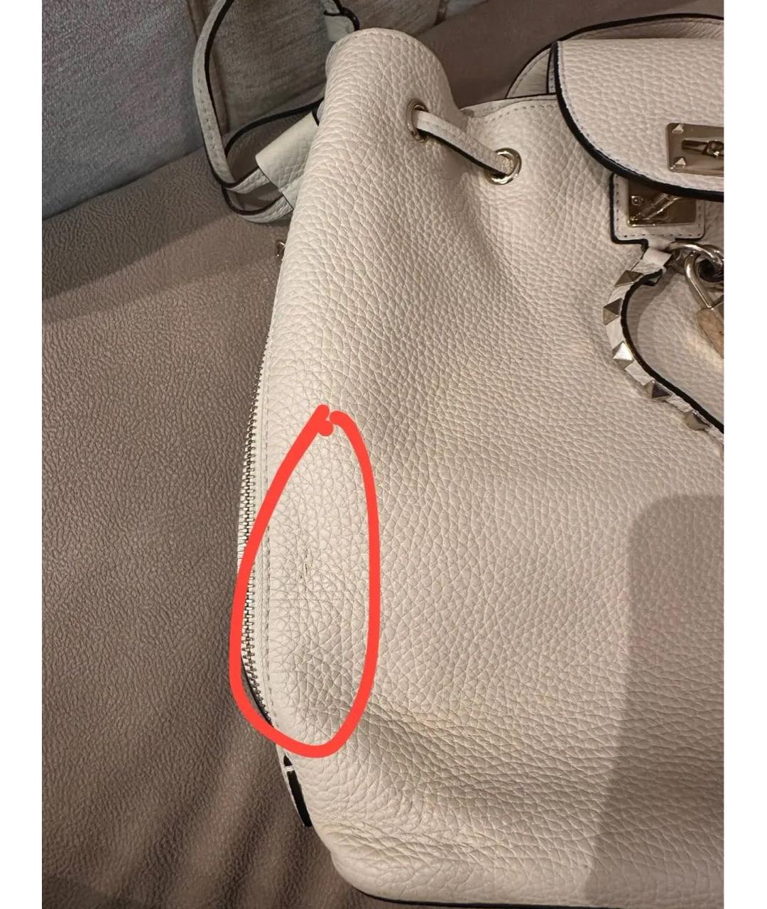 VALENTINO Бежевый кожаный рюкзак, фото 6