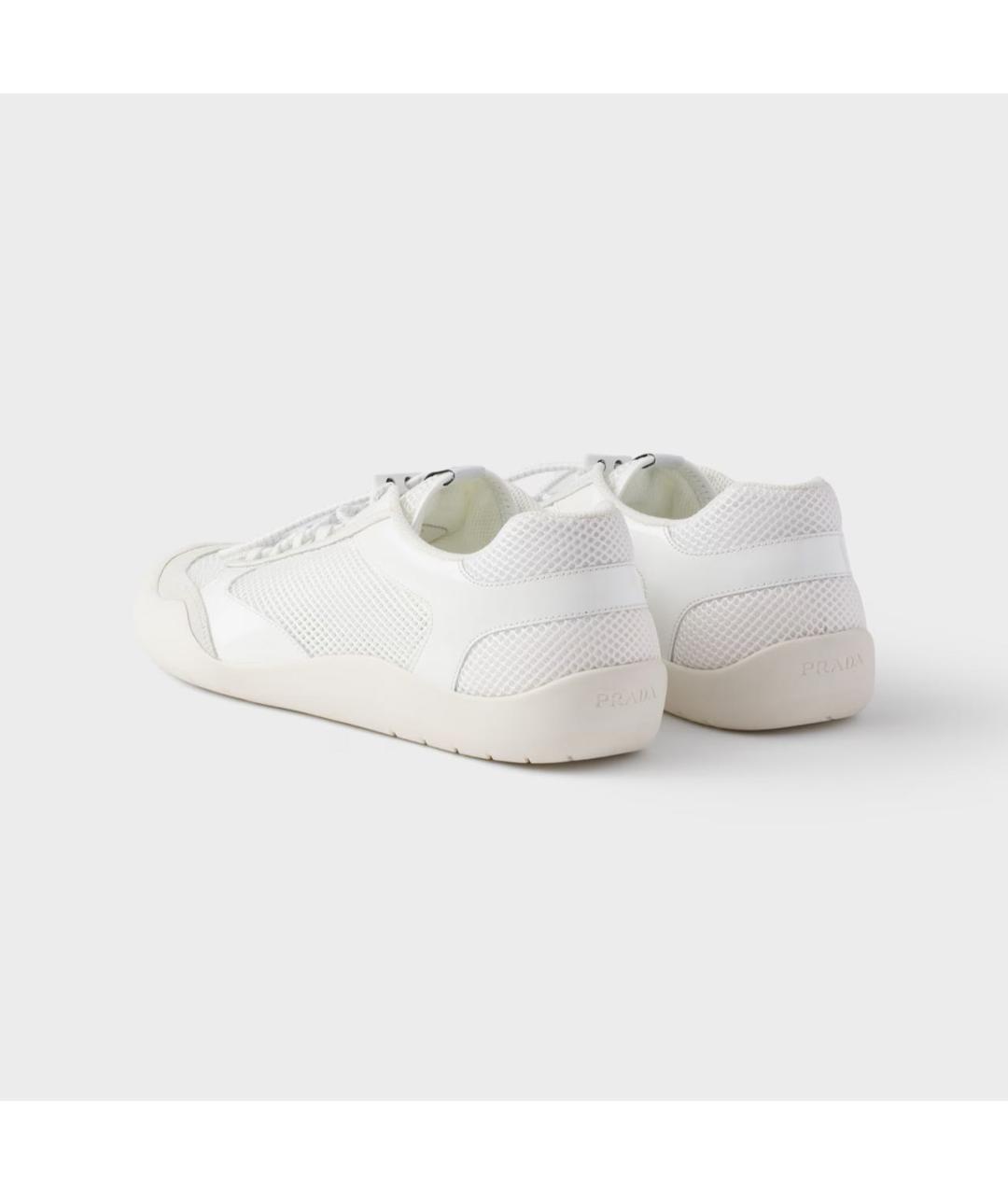 PRADA Белые кожаные низкие кроссовки / кеды, фото 5