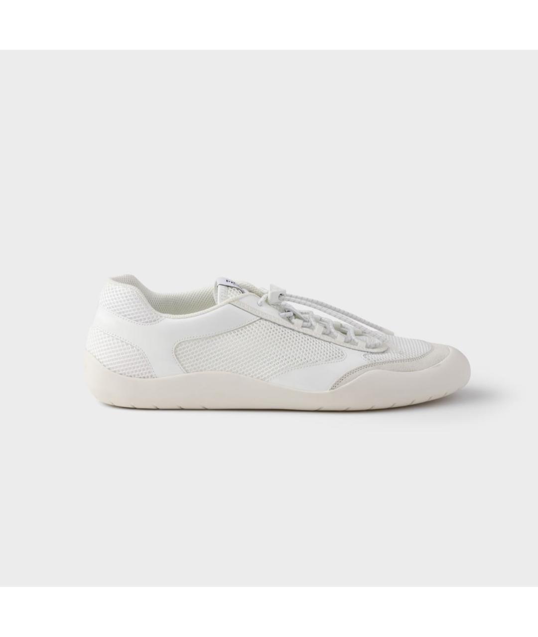 PRADA Белые кожаные низкие кроссовки / кеды, фото 7