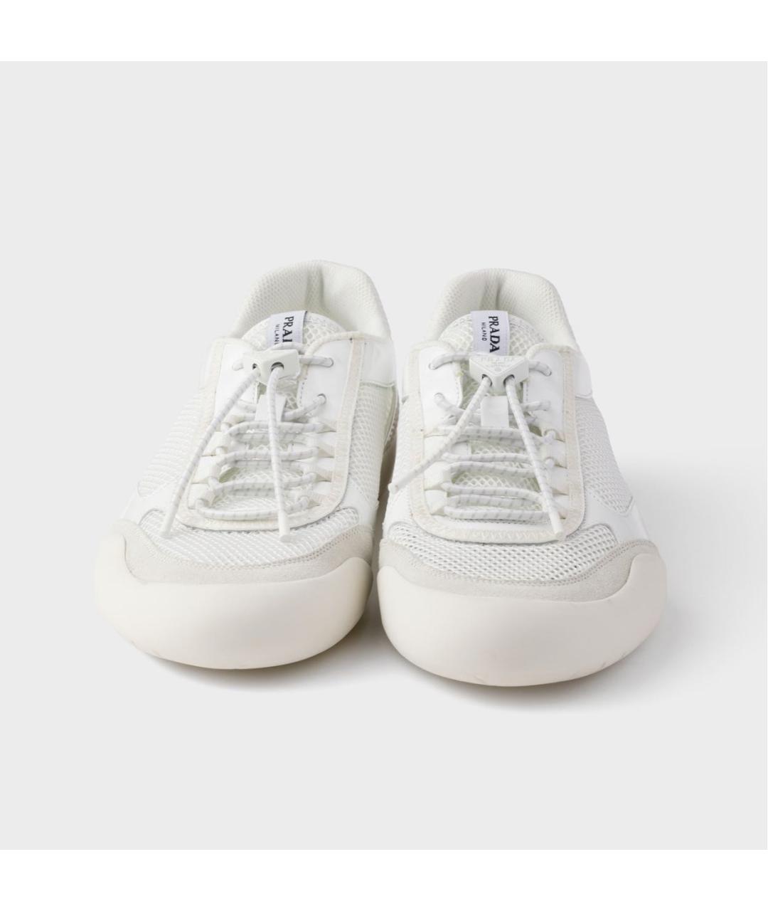 PRADA Белые кожаные низкие кроссовки / кеды, фото 6