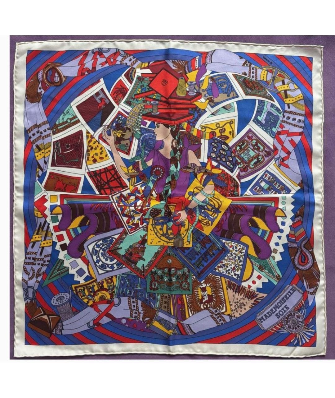 HERMES Мульти шелковый платок, фото 5