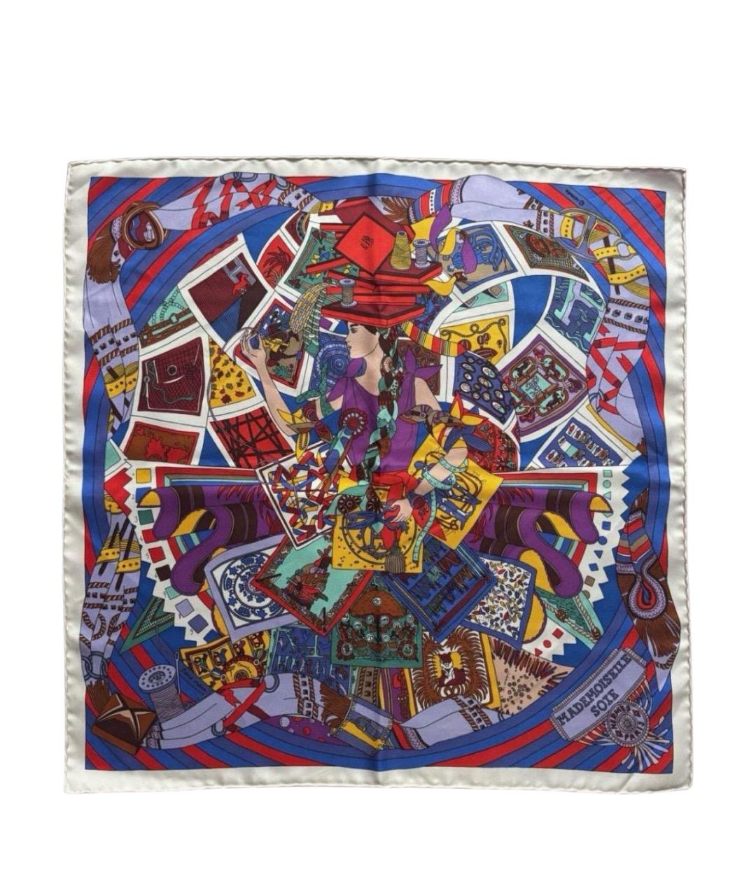 HERMES Мульти шелковый платок, фото 1