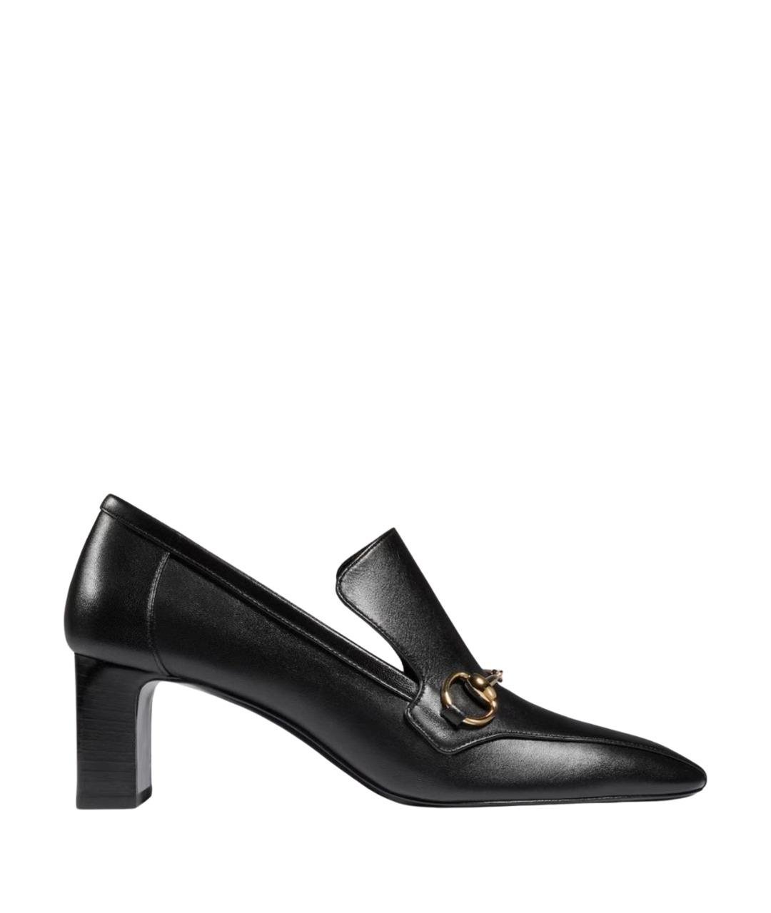 GUCCI Черные кожаные мокасины, фото 1