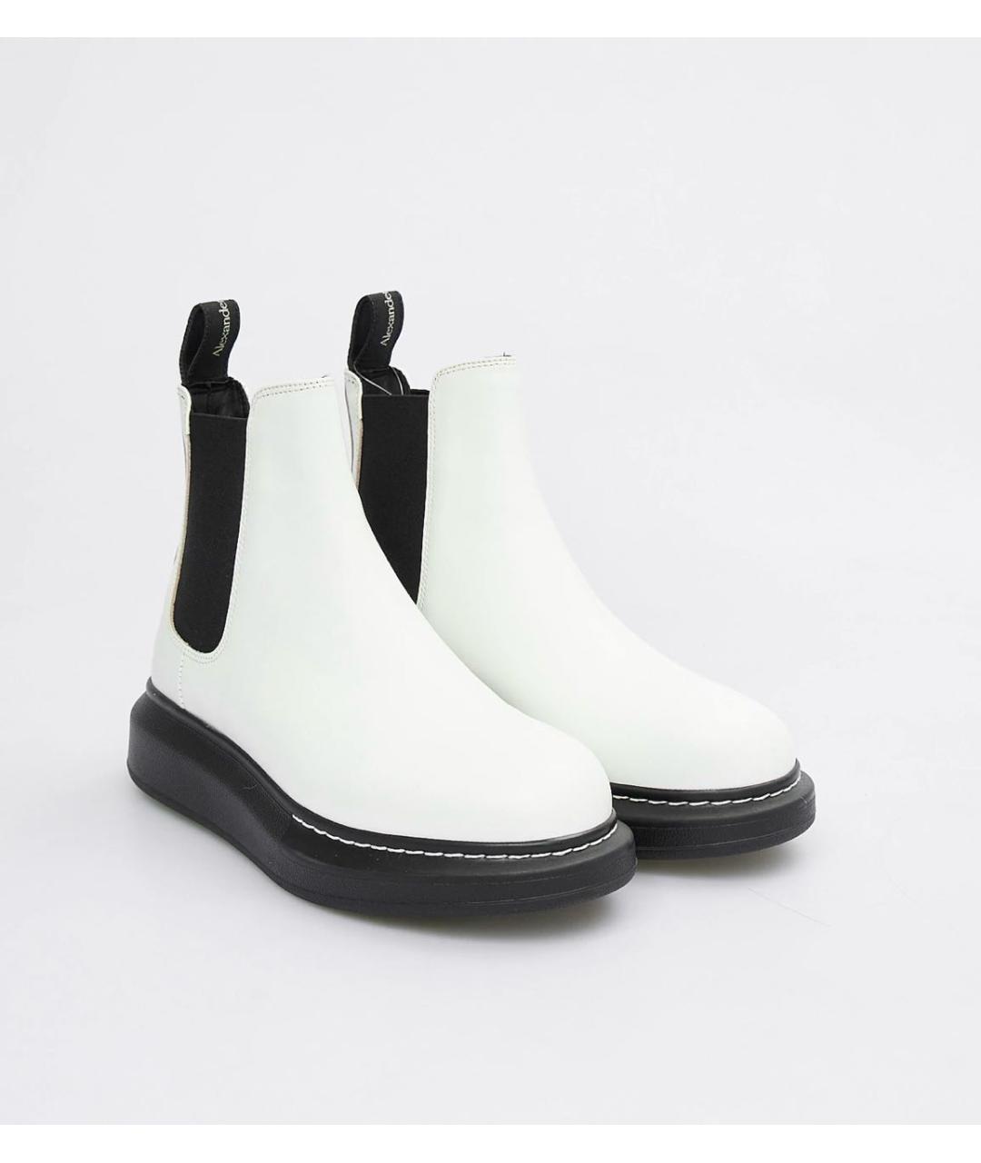 ALEXANDER MCQUEEN Белые кожаные полусапоги, фото 2