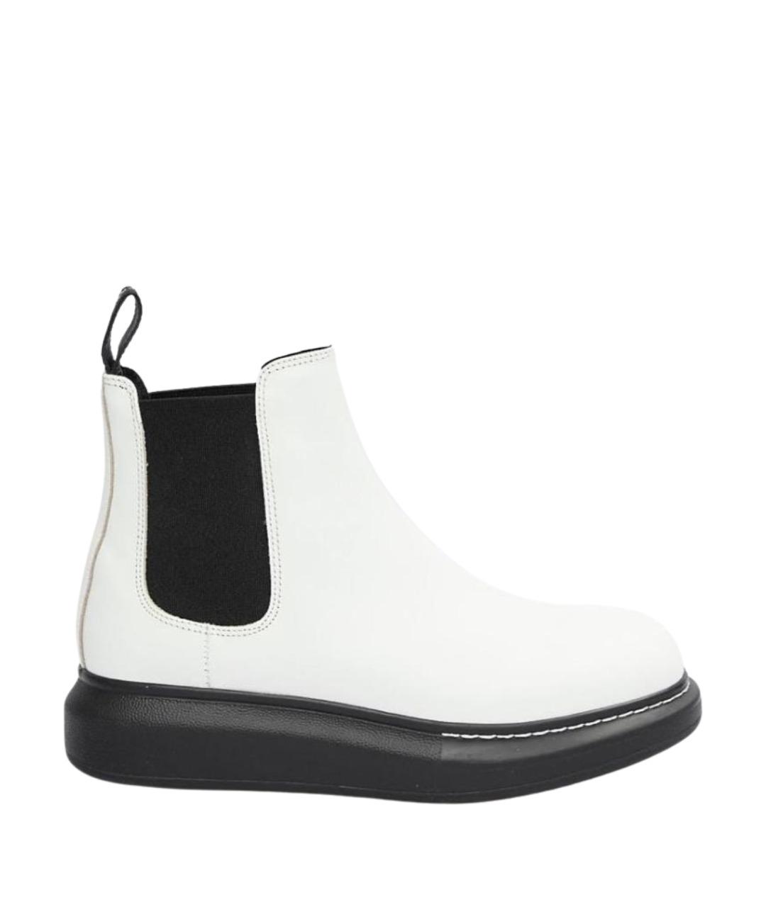 ALEXANDER MCQUEEN Белые кожаные полусапоги, фото 1