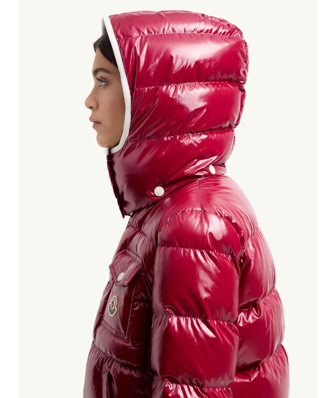 MONCLER Красный полиамидовый пуховик, фото 5
