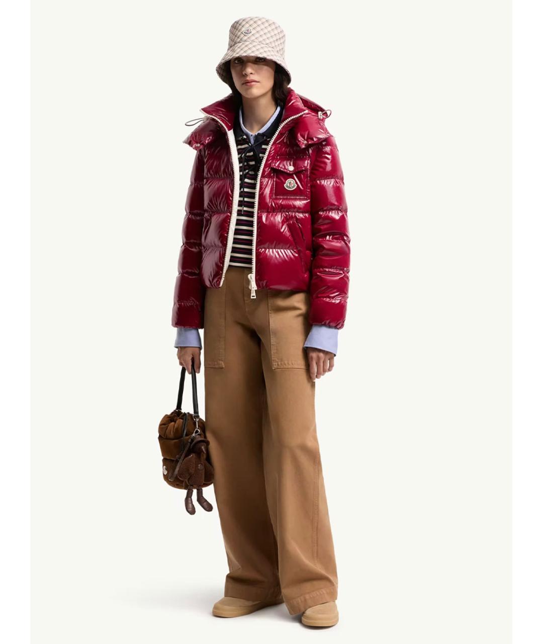 MONCLER Красный полиамидовый пуховик, фото 2