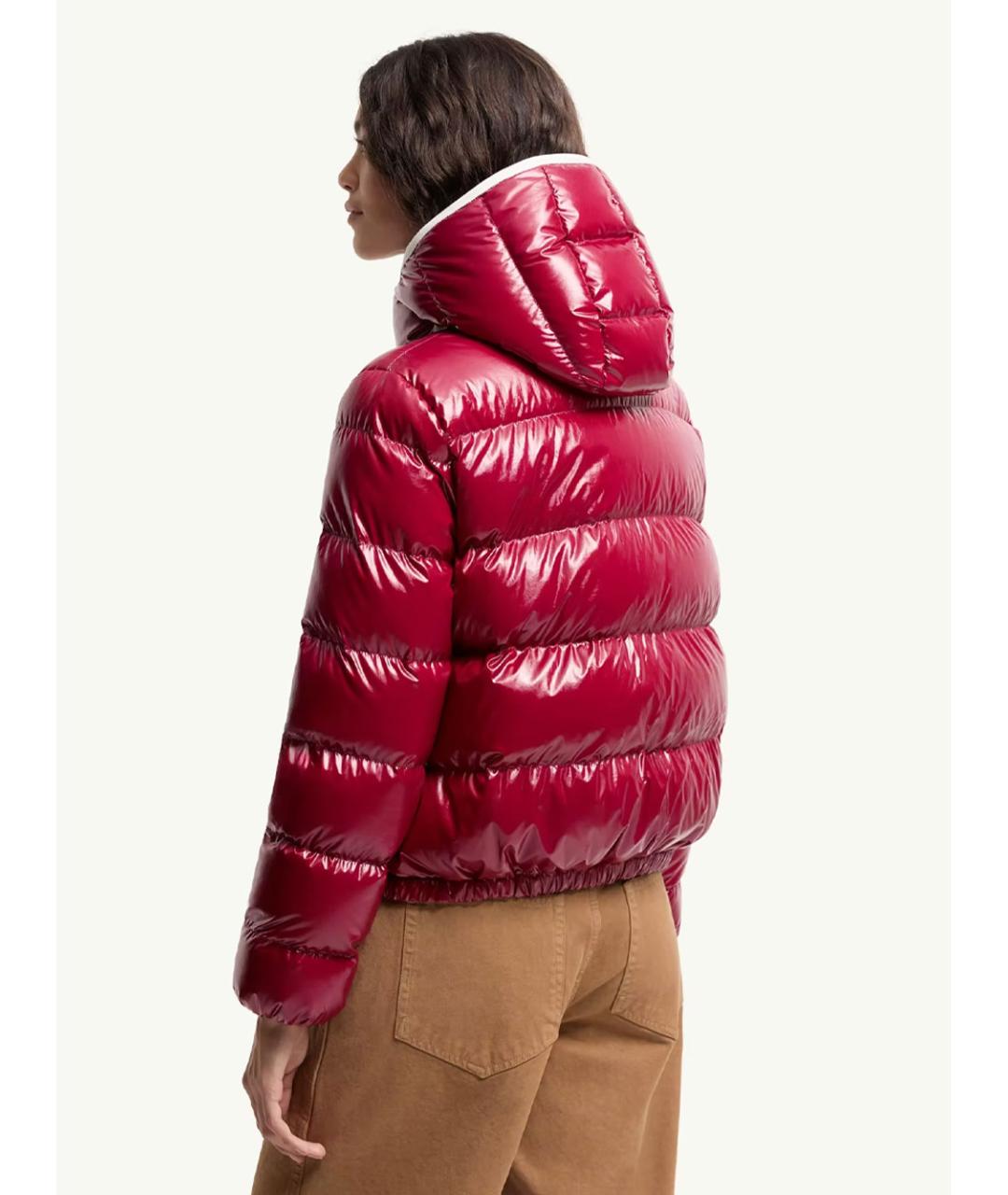 MONCLER Красный полиамидовый пуховик, фото 4