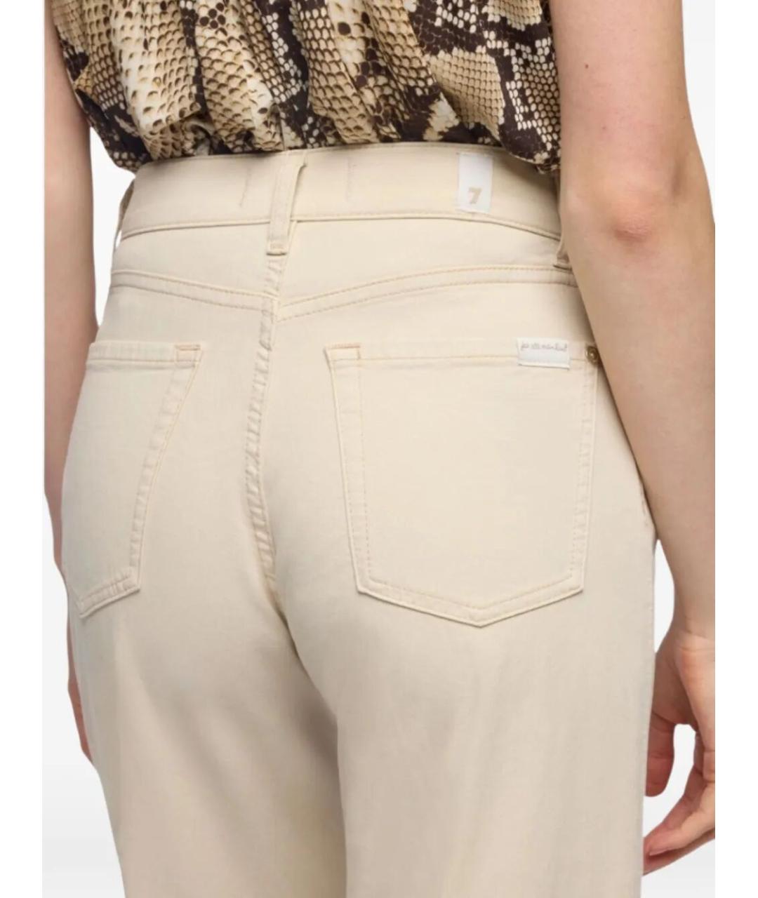 7 FOR ALL MANKIND Бежевые хлопковые джинсы клеш, фото 3