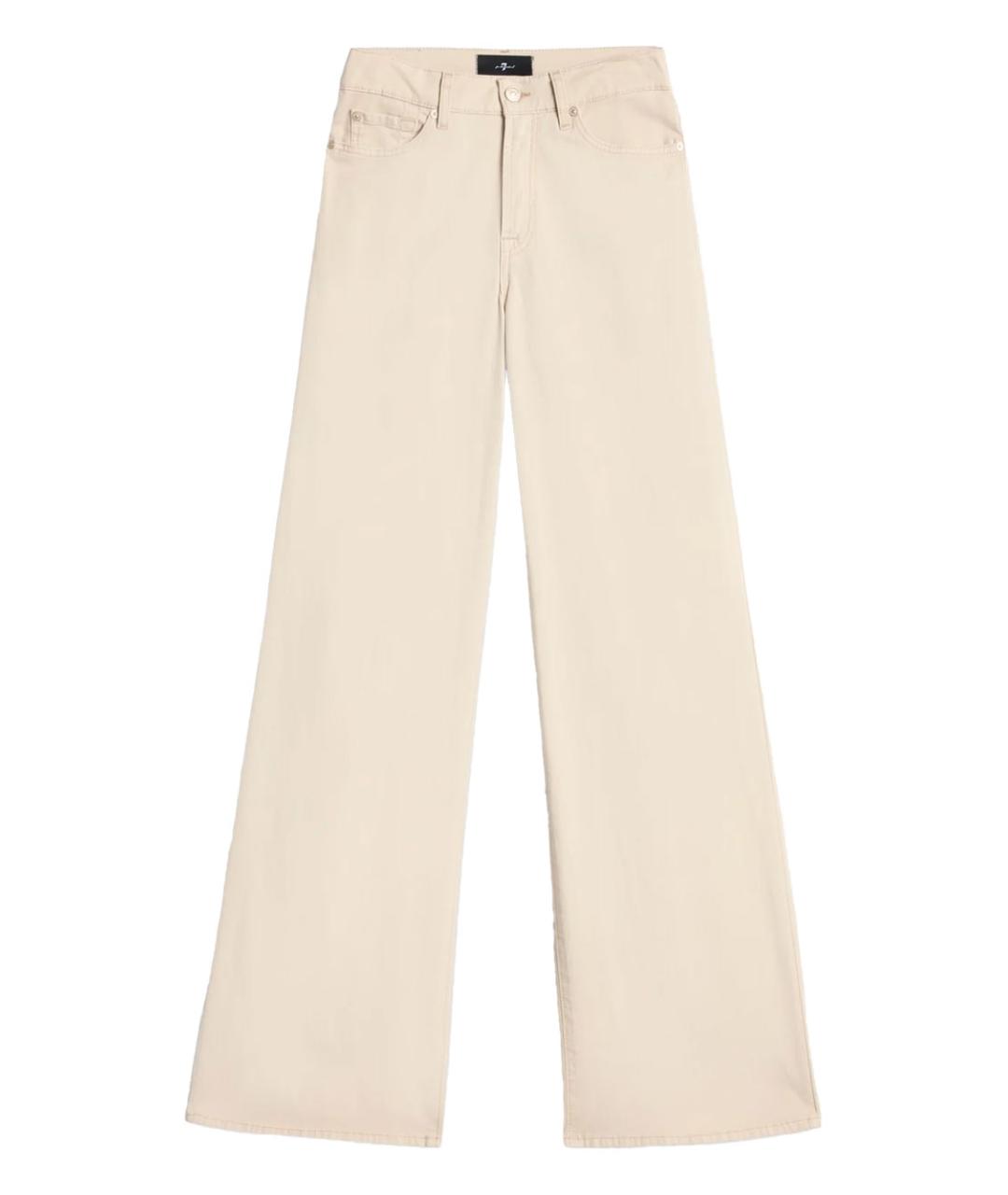 7 FOR ALL MANKIND Бежевые хлопковые джинсы клеш, фото 1