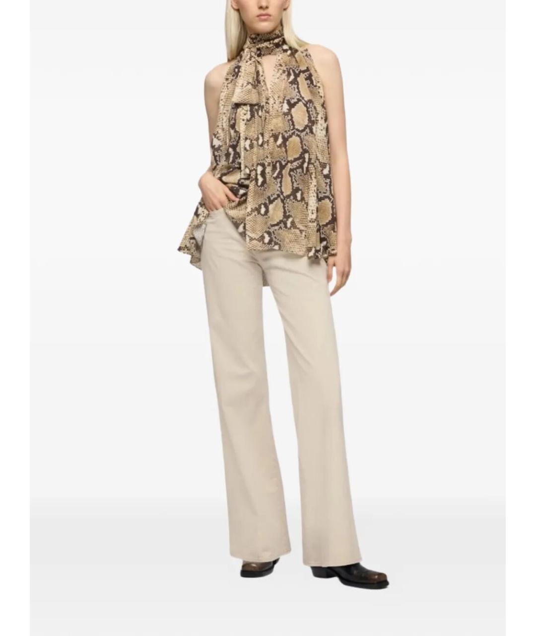 7 FOR ALL MANKIND Бежевые хлопковые джинсы клеш, фото 2