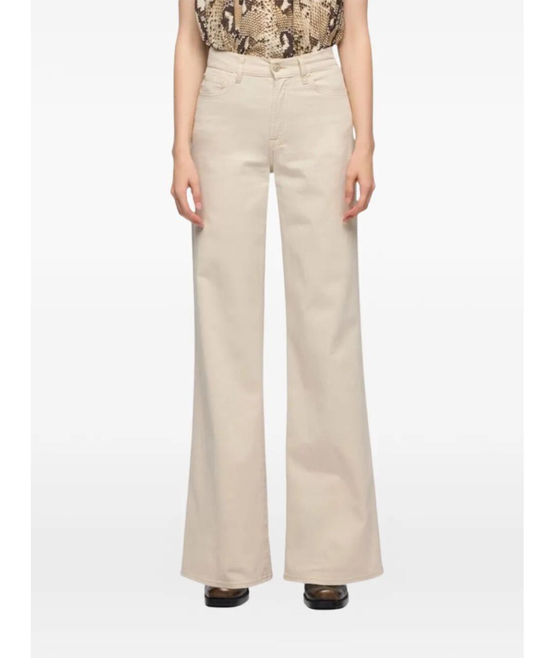 7 FOR ALL MANKIND Бежевые хлопковые джинсы клеш, фото 5