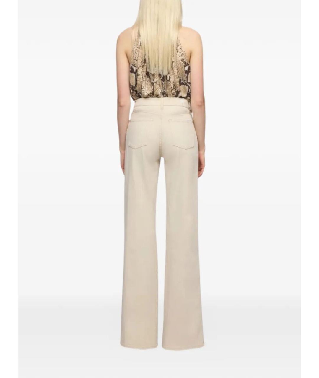 7 FOR ALL MANKIND Бежевые хлопковые джинсы клеш, фото 4
