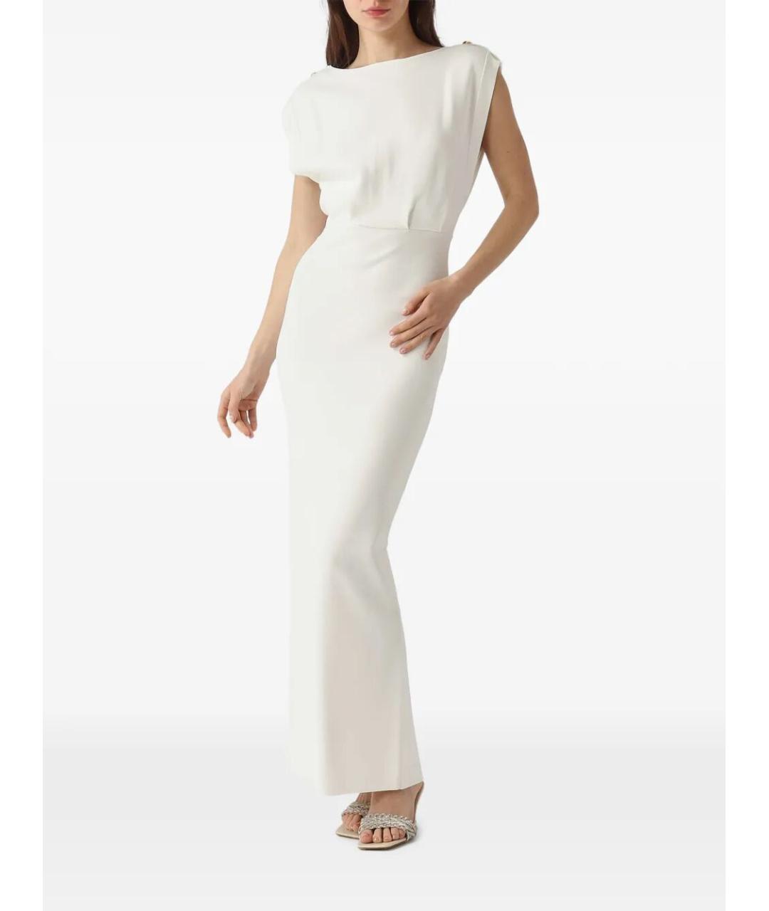 ELISABETTA FRANCHI Бежевое вискозное коктейльное платье, фото 5