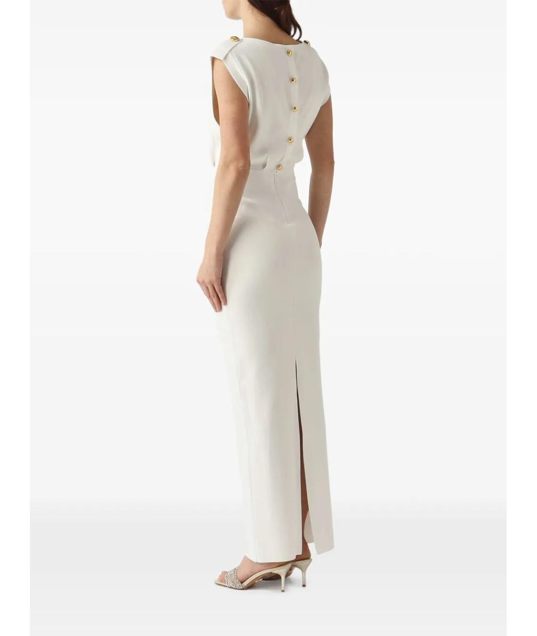 ELISABETTA FRANCHI Бежевое вискозное коктейльное платье, фото 6