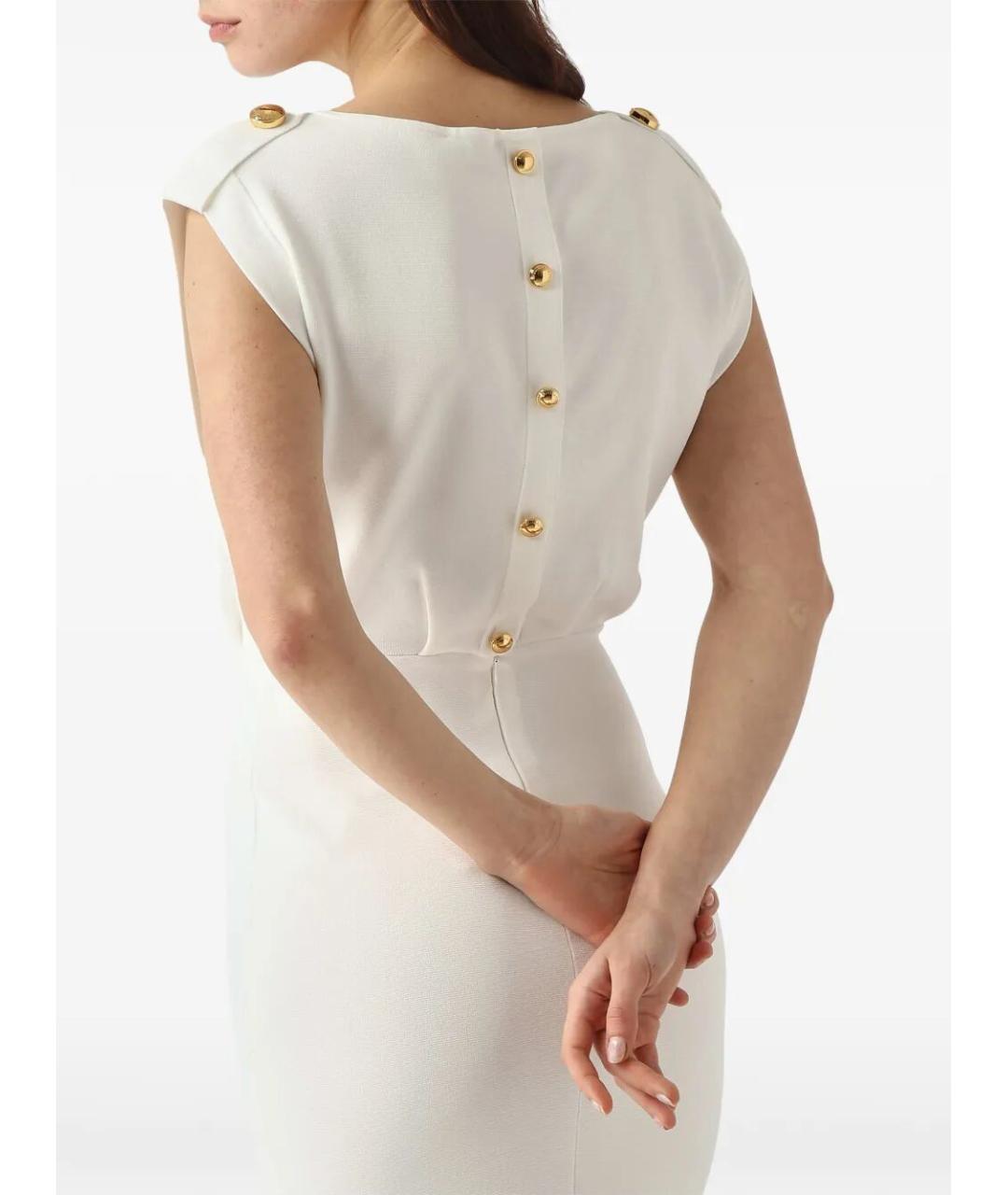 ELISABETTA FRANCHI Бежевое вискозное коктейльное платье, фото 3