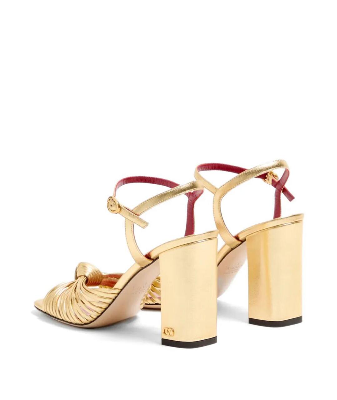 VALENTINO Золотые кожаные босоножки, фото 3