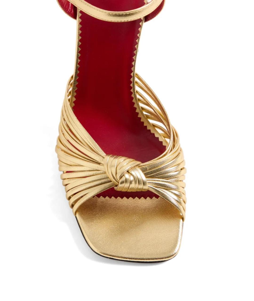 VALENTINO Золотые кожаные босоножки, фото 6