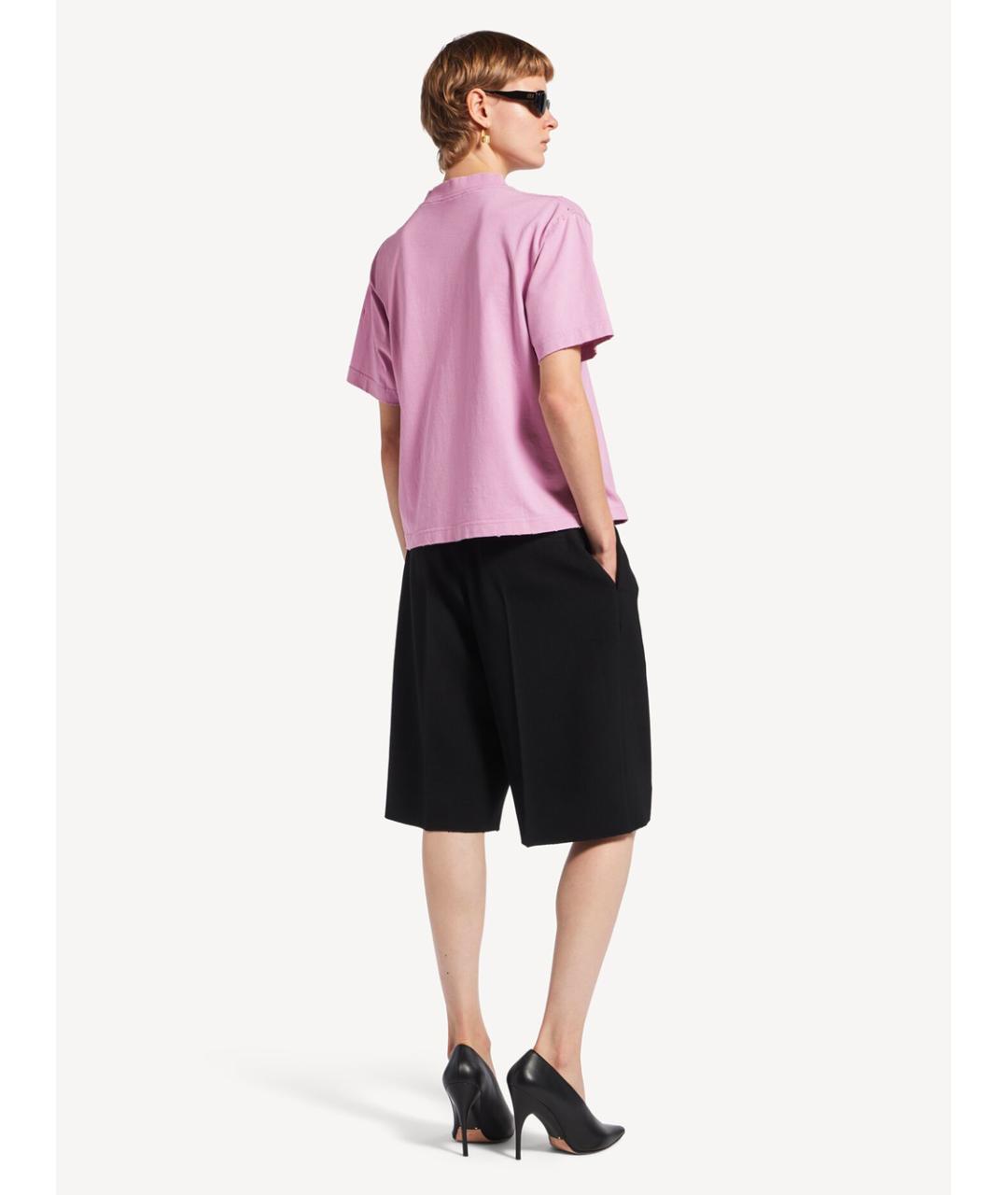 BALENCIAGA Розовая хлопковая футболка, фото 3