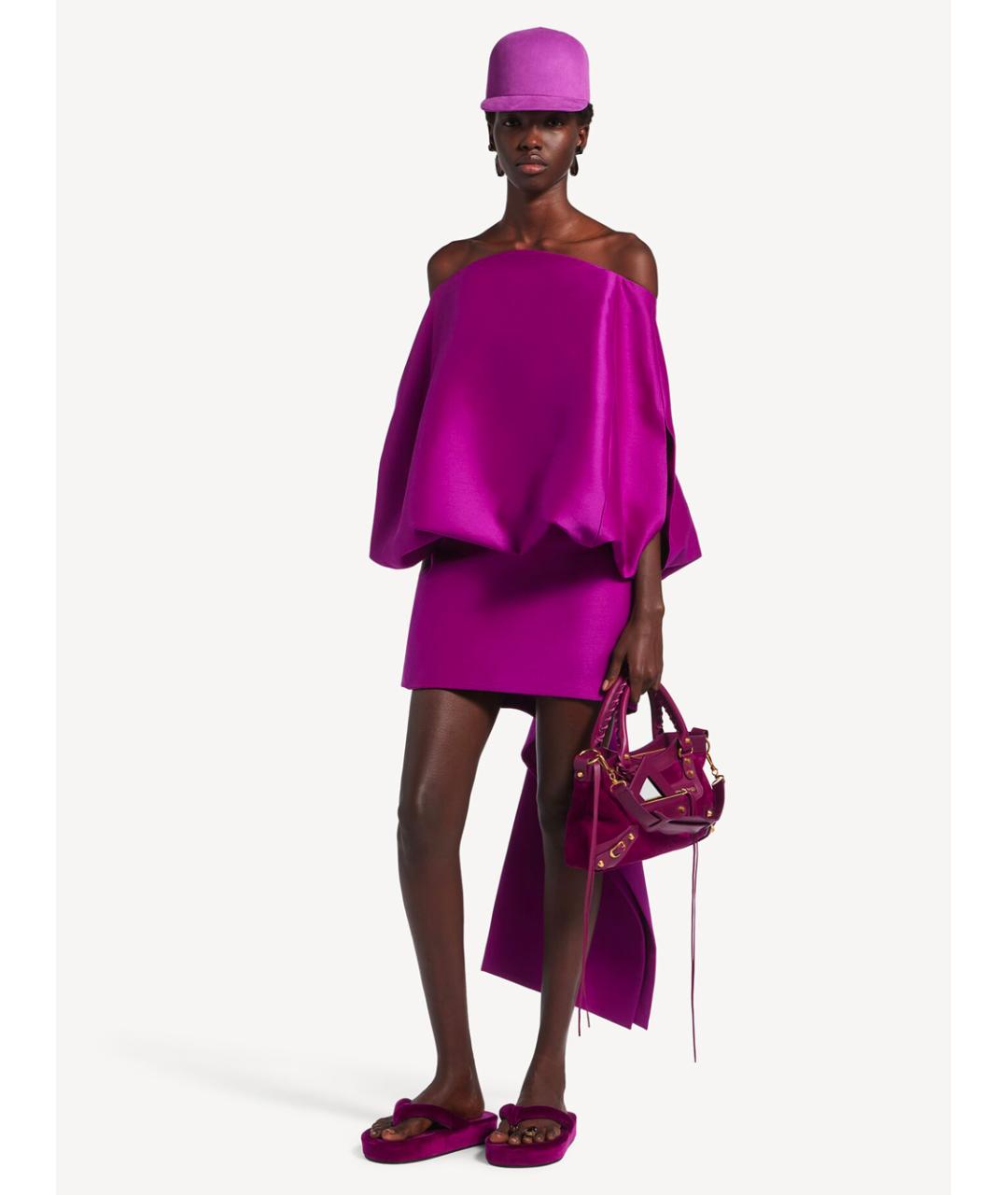 BALENCIAGA Фиолетовое шерстяное вечернее платье, фото 2