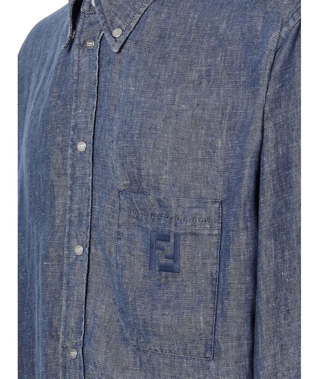 FENDI Синяя хлопковая кэжуал рубашка, фото 3