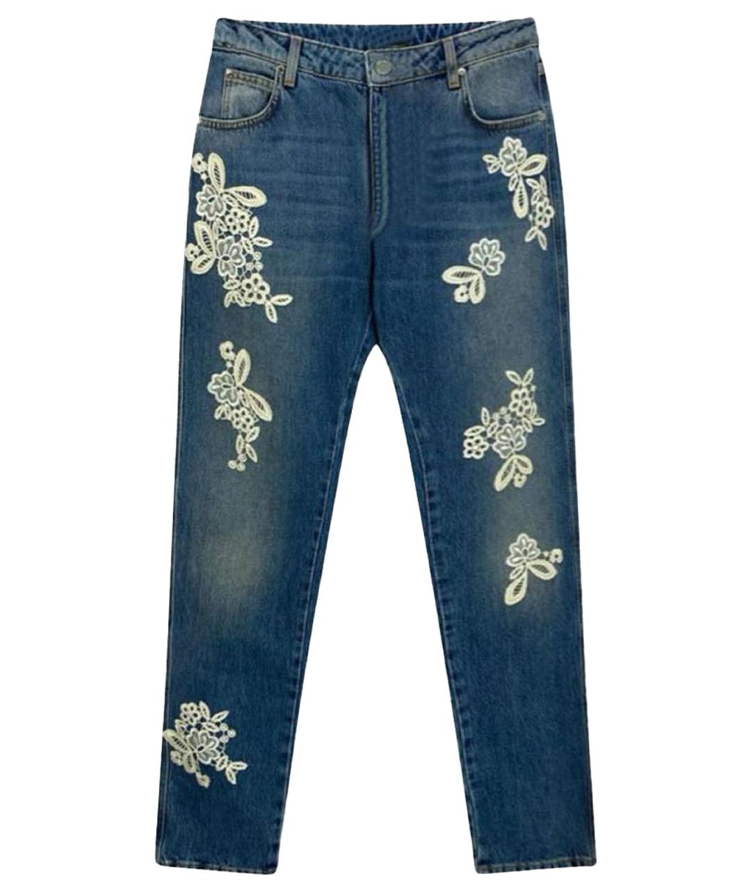 ERMANNO SCERVINO Синие хлопко-эластановые прямые джинсы, фото 1