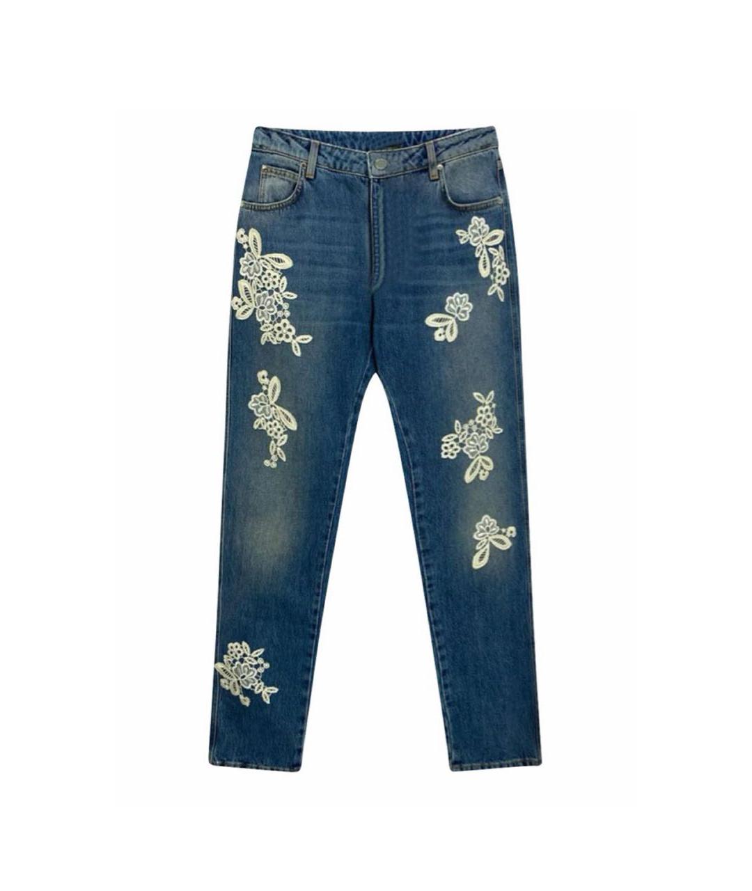 ERMANNO SCERVINO Синие хлопко-эластановые прямые джинсы, фото 9