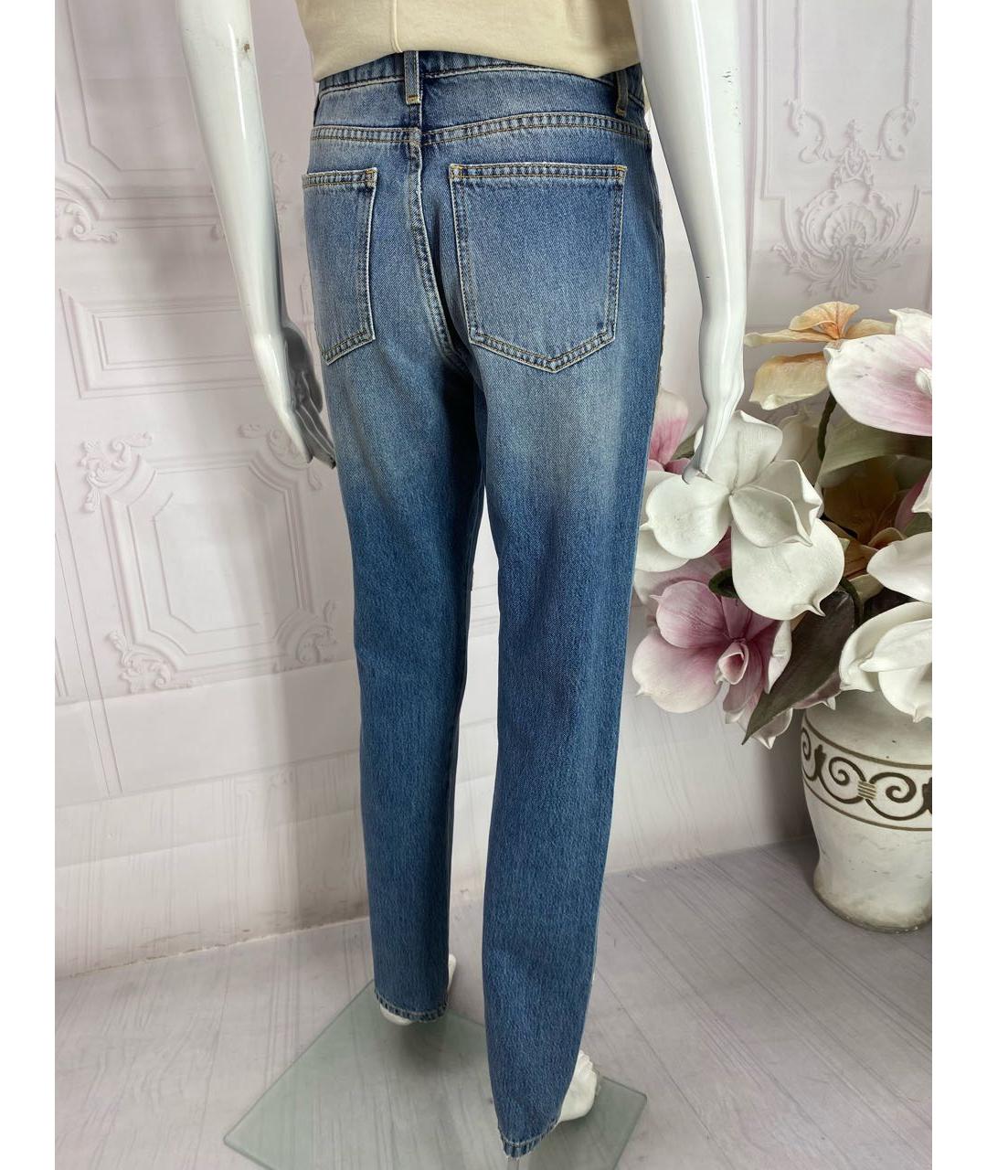 ERMANNO SCERVINO Синие хлопко-эластановые прямые джинсы, фото 6