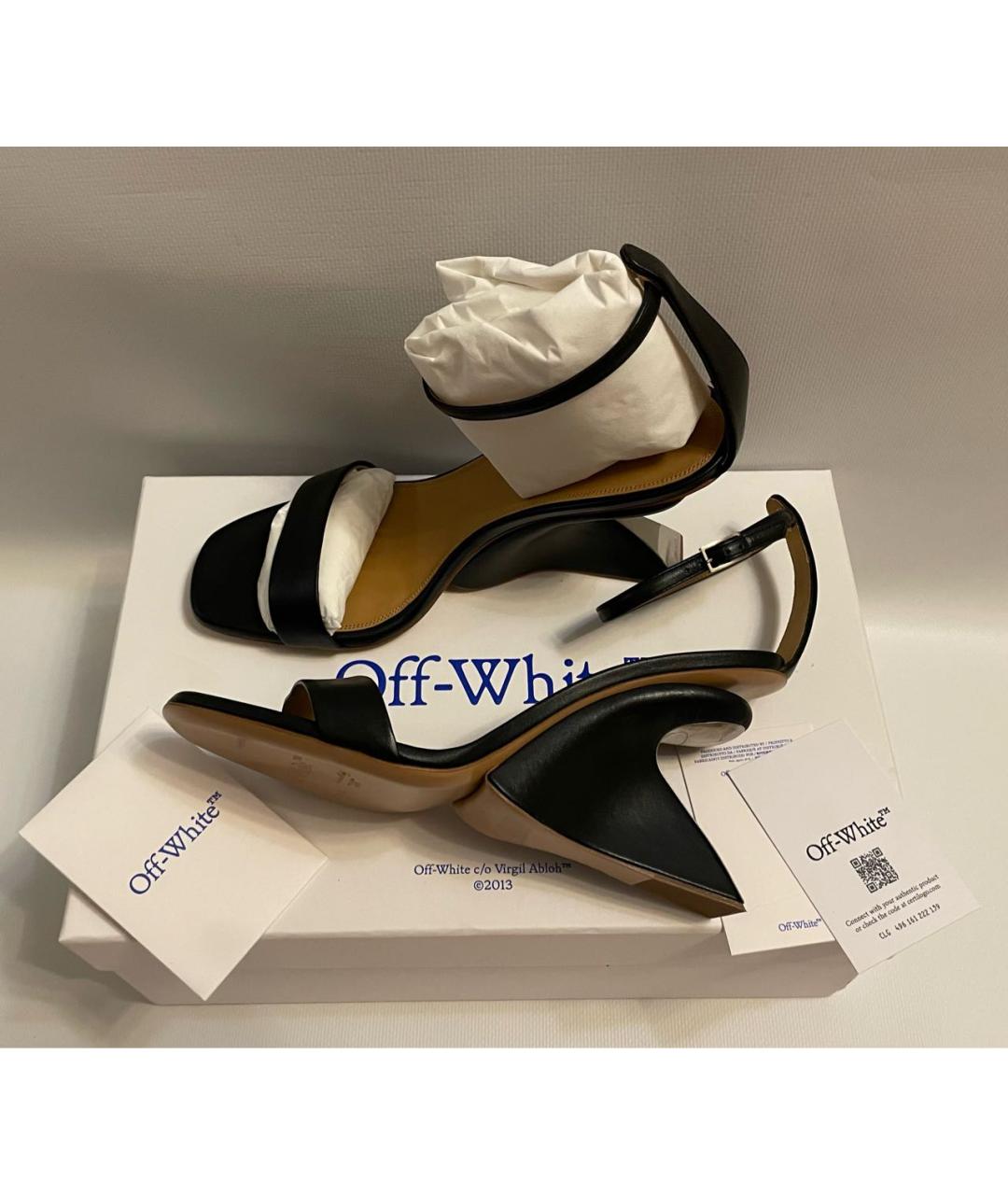 OFF-WHITE Черные кожаные босоножки, фото 7