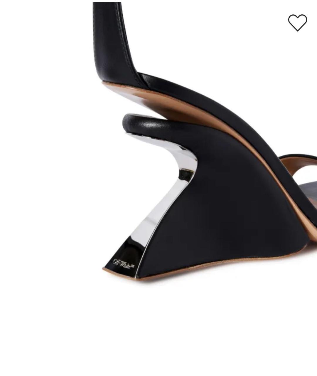 OFF-WHITE Черные кожаные босоножки, фото 6