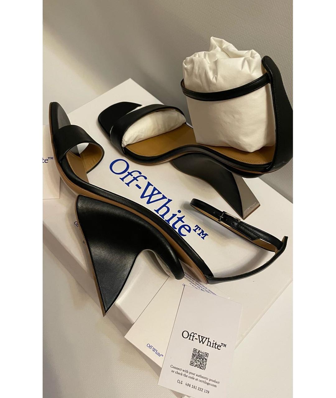 OFF-WHITE Черные кожаные босоножки, фото 5