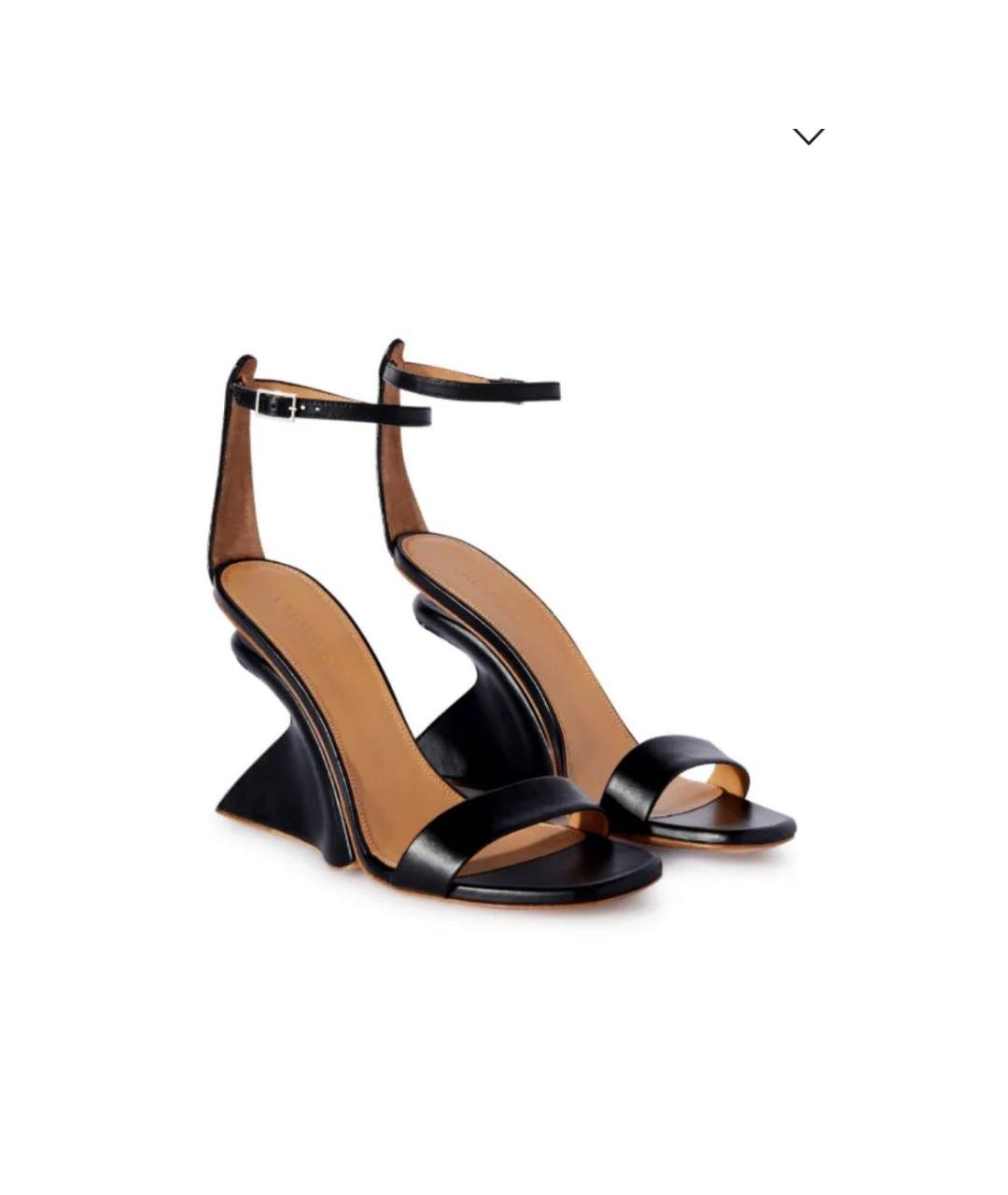 OFF-WHITE Черные кожаные босоножки, фото 2